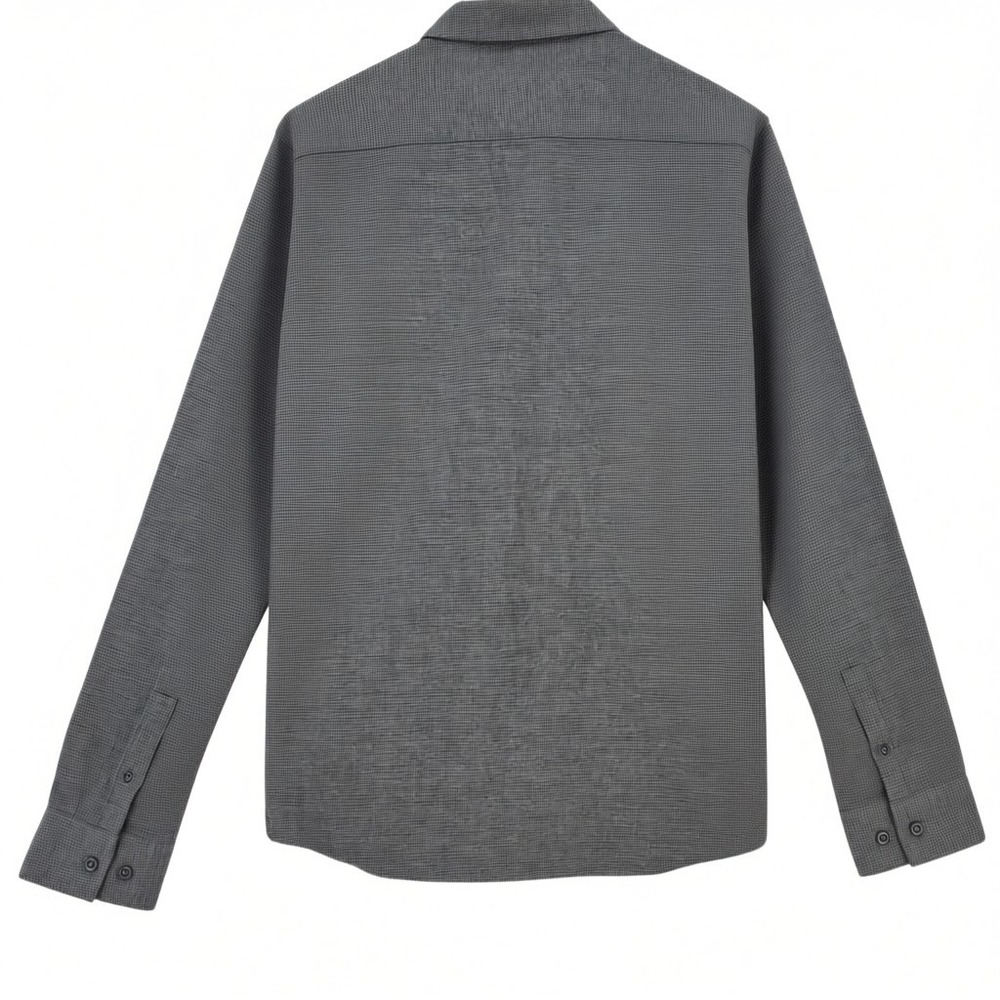 01.ALGO Mens M Slim Fit Textured Long Sleeve Button Up in Gray - Picture 3 of 10